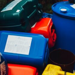 colorful plastic containers for chemicals